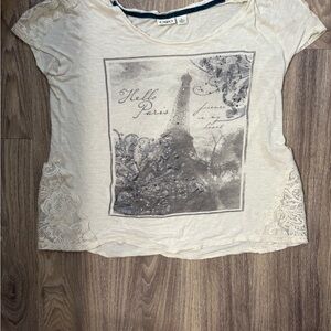 Cato Beige Paris Graphic Lace Tee